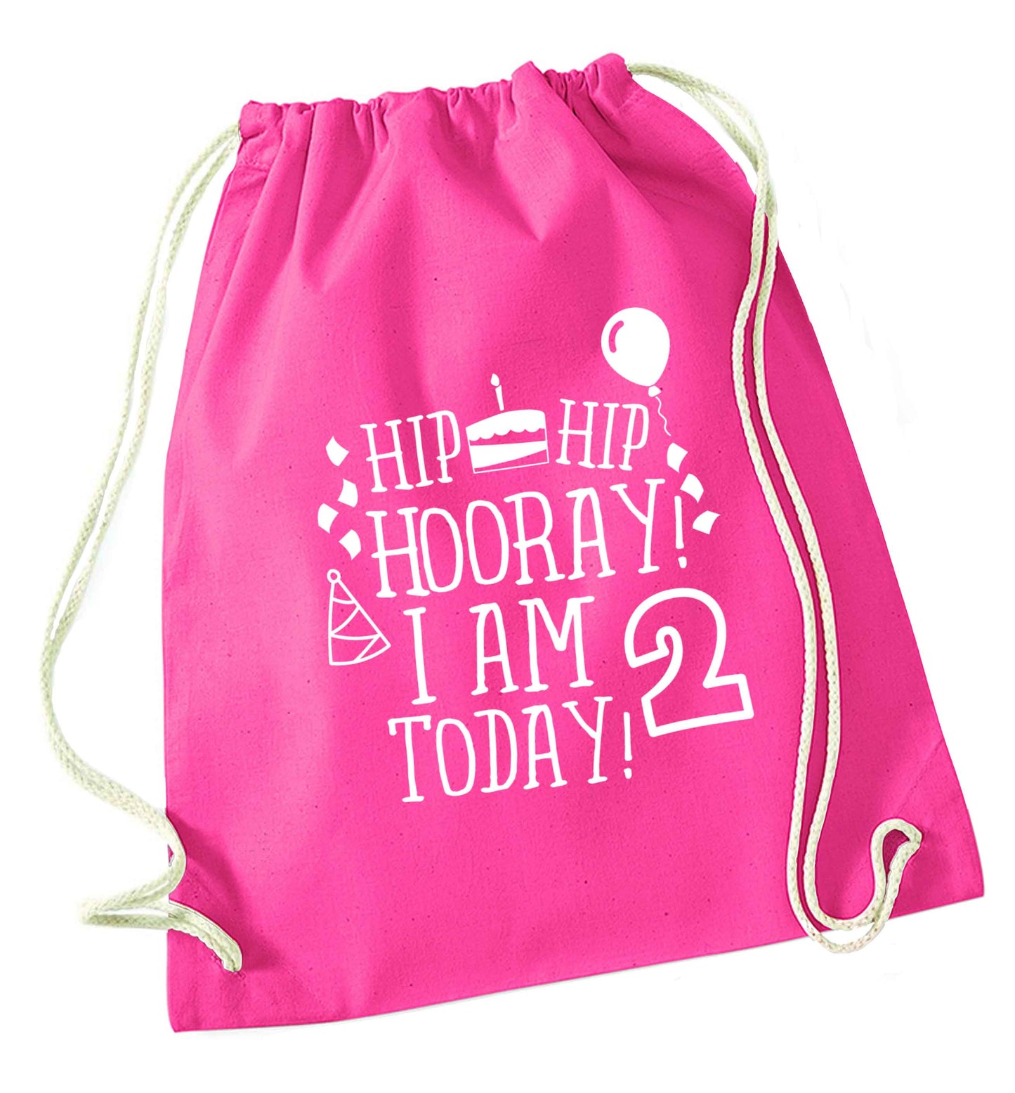 I'm 2 Today pink drawstring bag