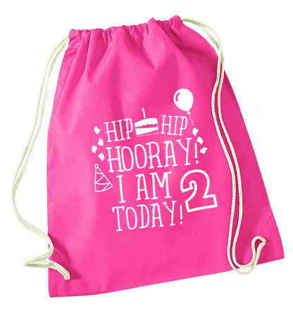 I'm 2 Today pink drawstring bag