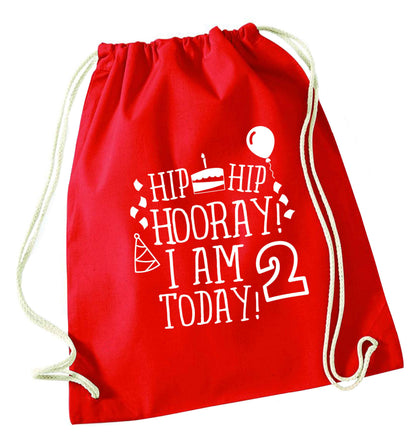 I'm 2 Today red drawstring bag 