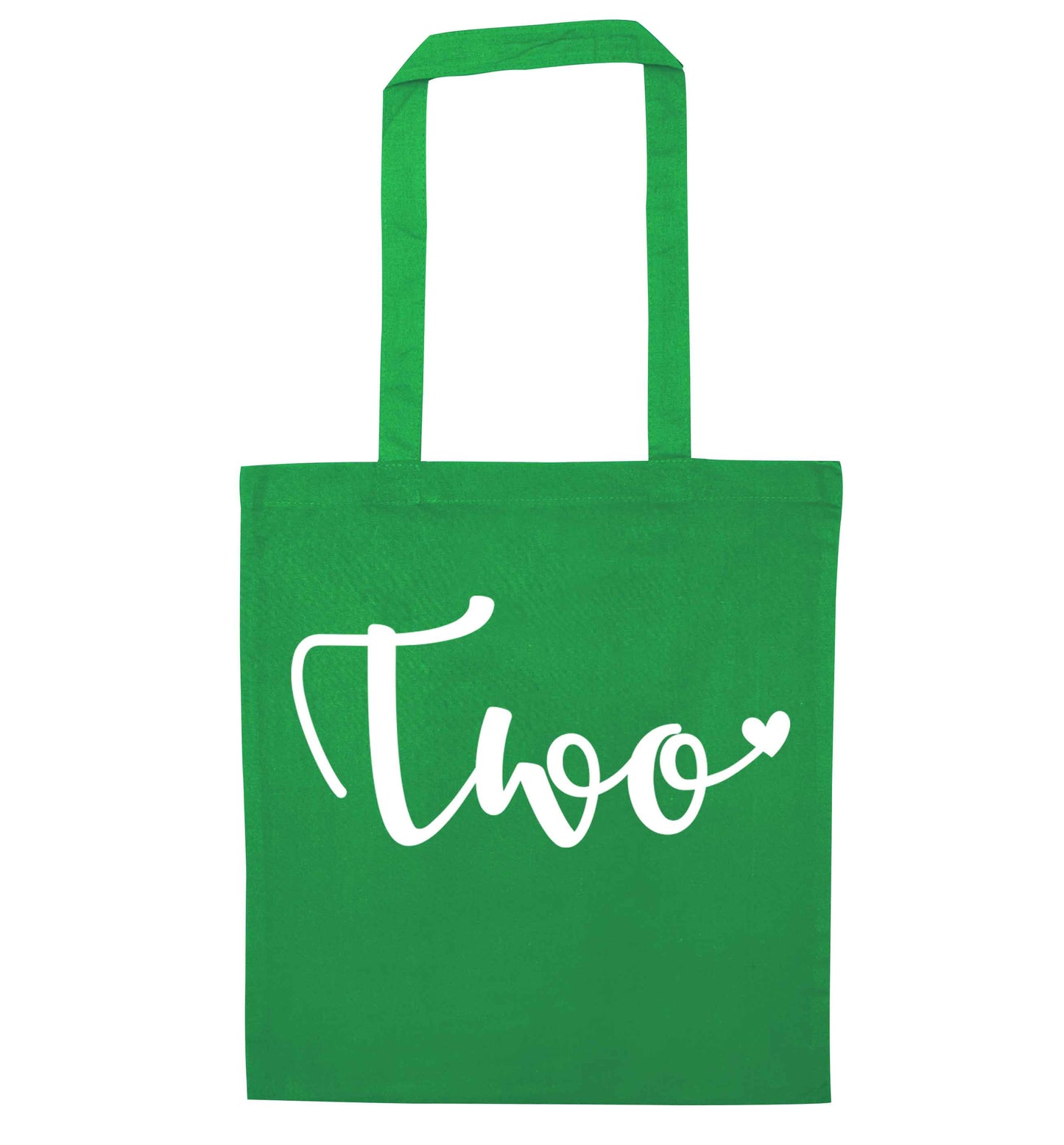 Two and Heart green tote bag