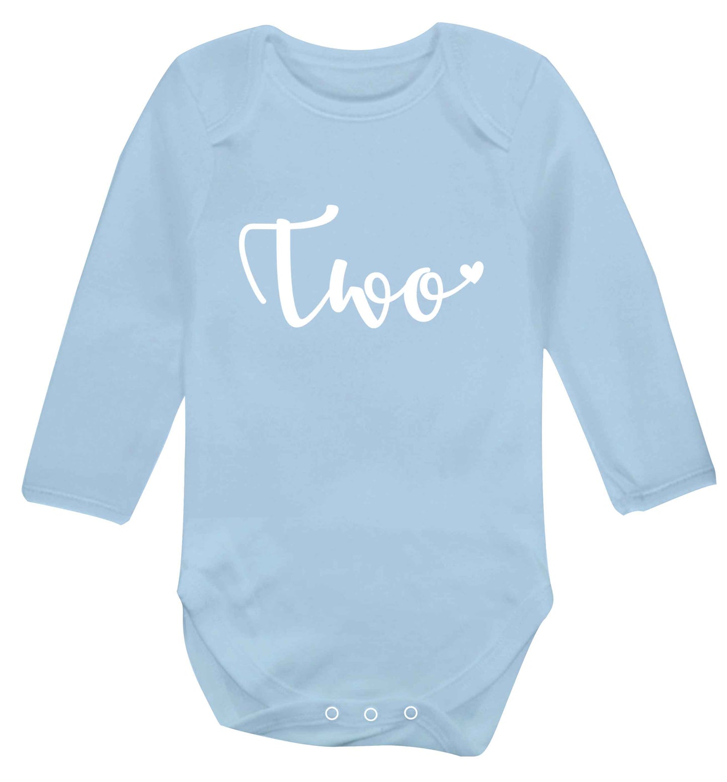 Two and Heart baby vest long sleeved pale blue 6-12 months