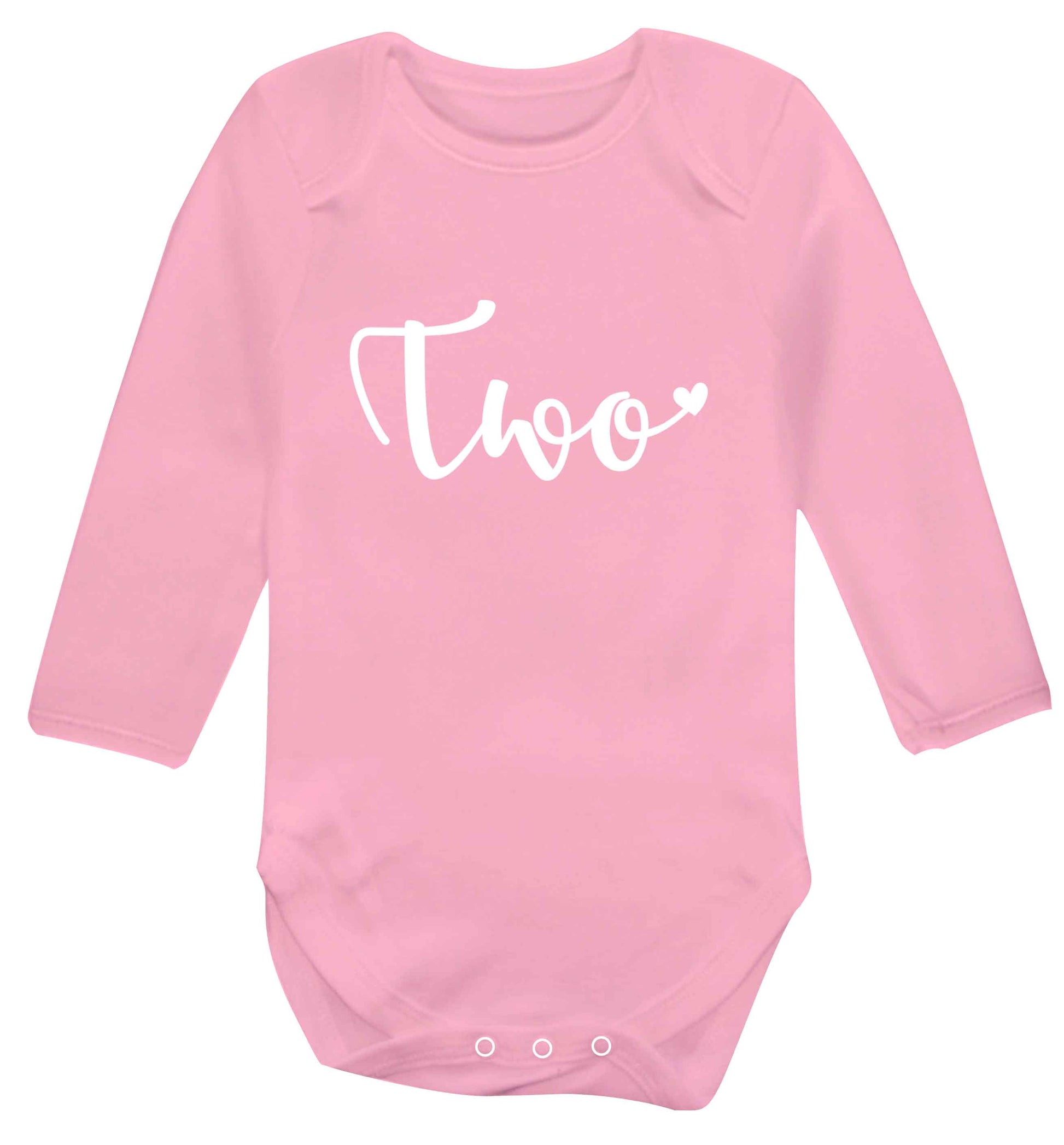 Two and Heart baby vest long sleeved pale pink 6-12 months