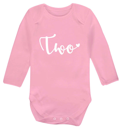 Two and Heart baby vest long sleeved pale pink 6-12 months