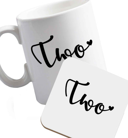 10 oz Favourite Type Pan Pancake ceramic mug and coaster set right handed