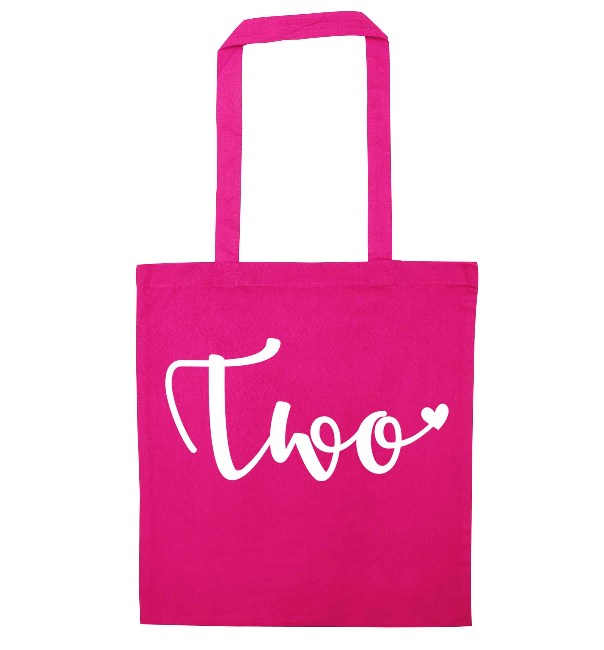 Two and Heart pink tote bag