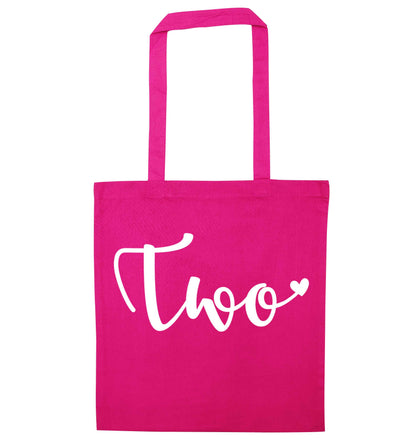 Two and Heart pink tote bag