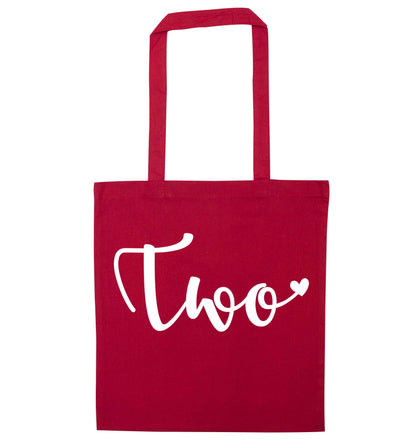 Two and Heart red tote bag