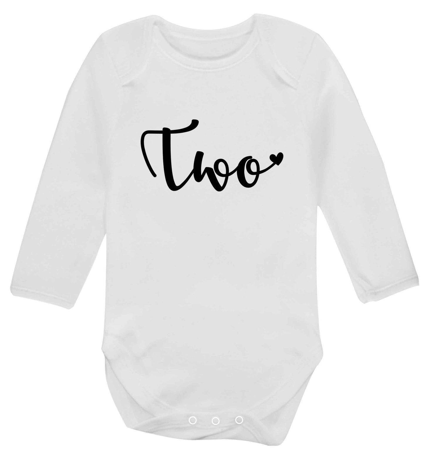 Two and Heart baby vest long sleeved white 6-12 months