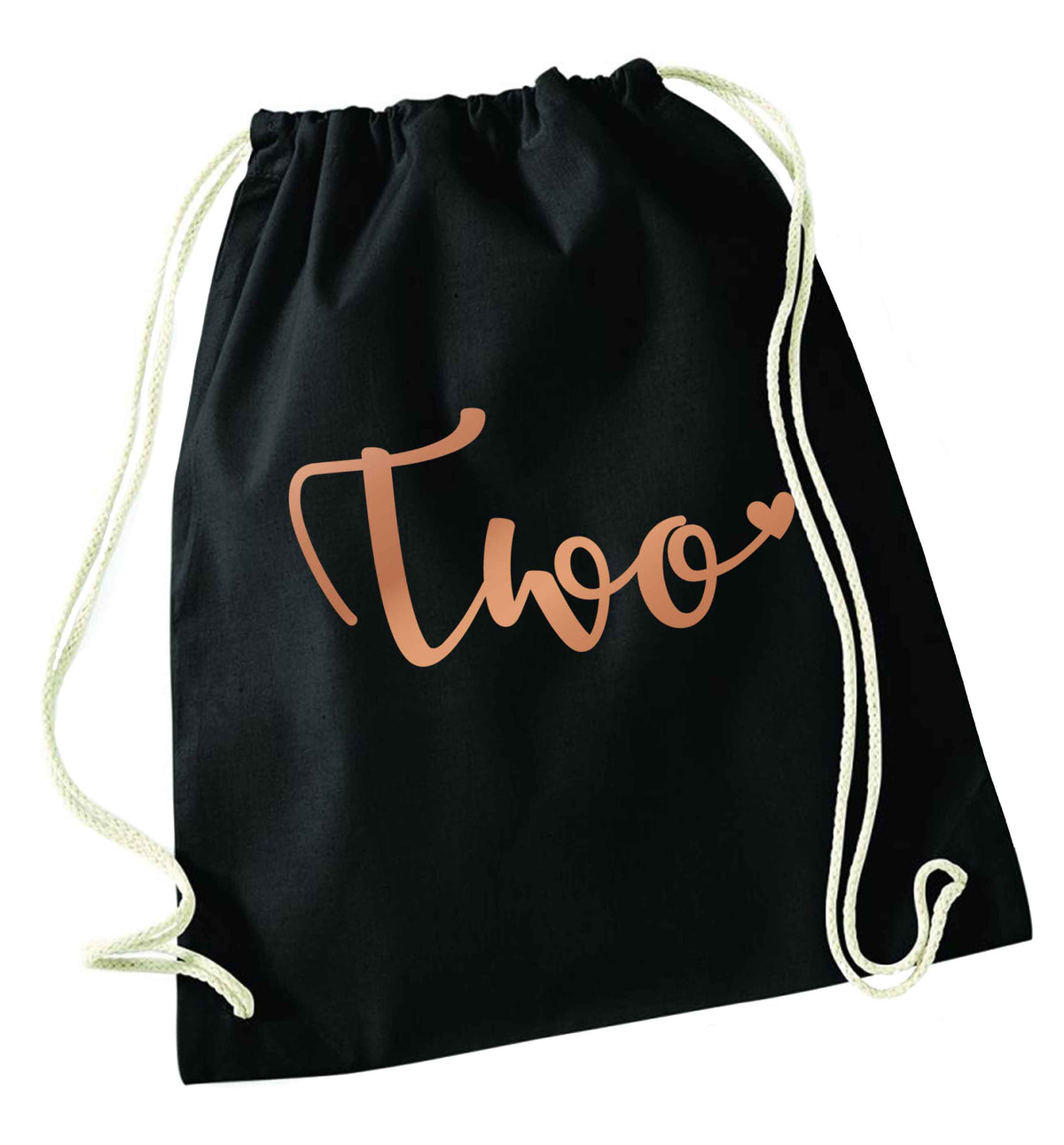 Two rose gold black drawstring bag