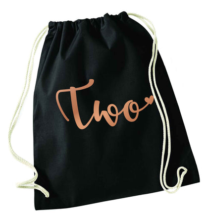 Two rose gold black drawstring bag