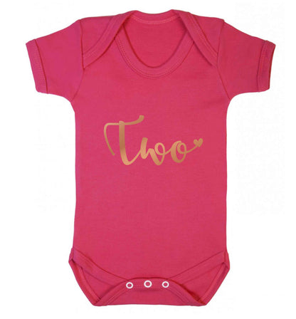 Two rose gold baby vest dark pink 18-24 months