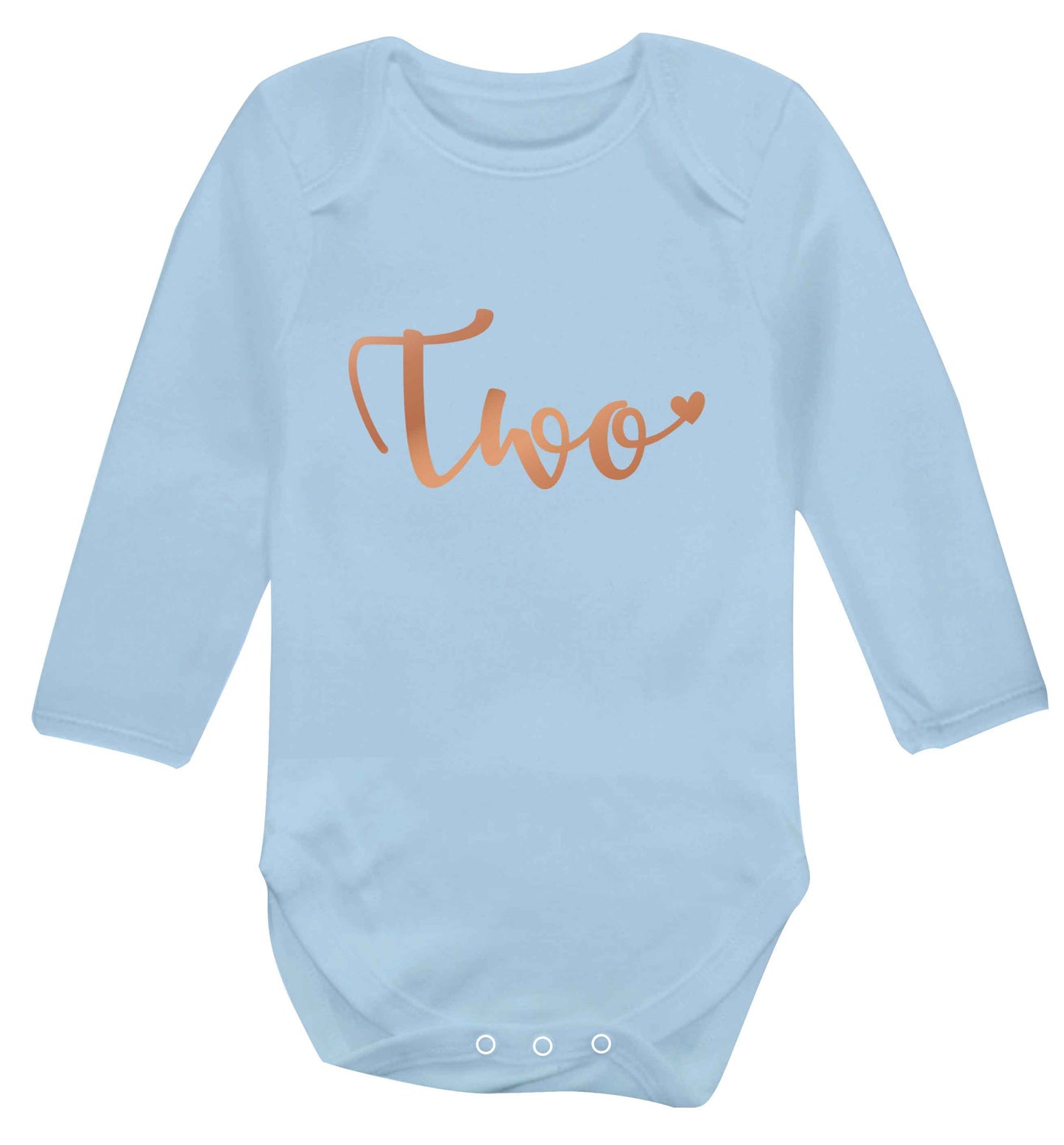 Two rose gold baby vest long sleeved pale blue 6-12 months