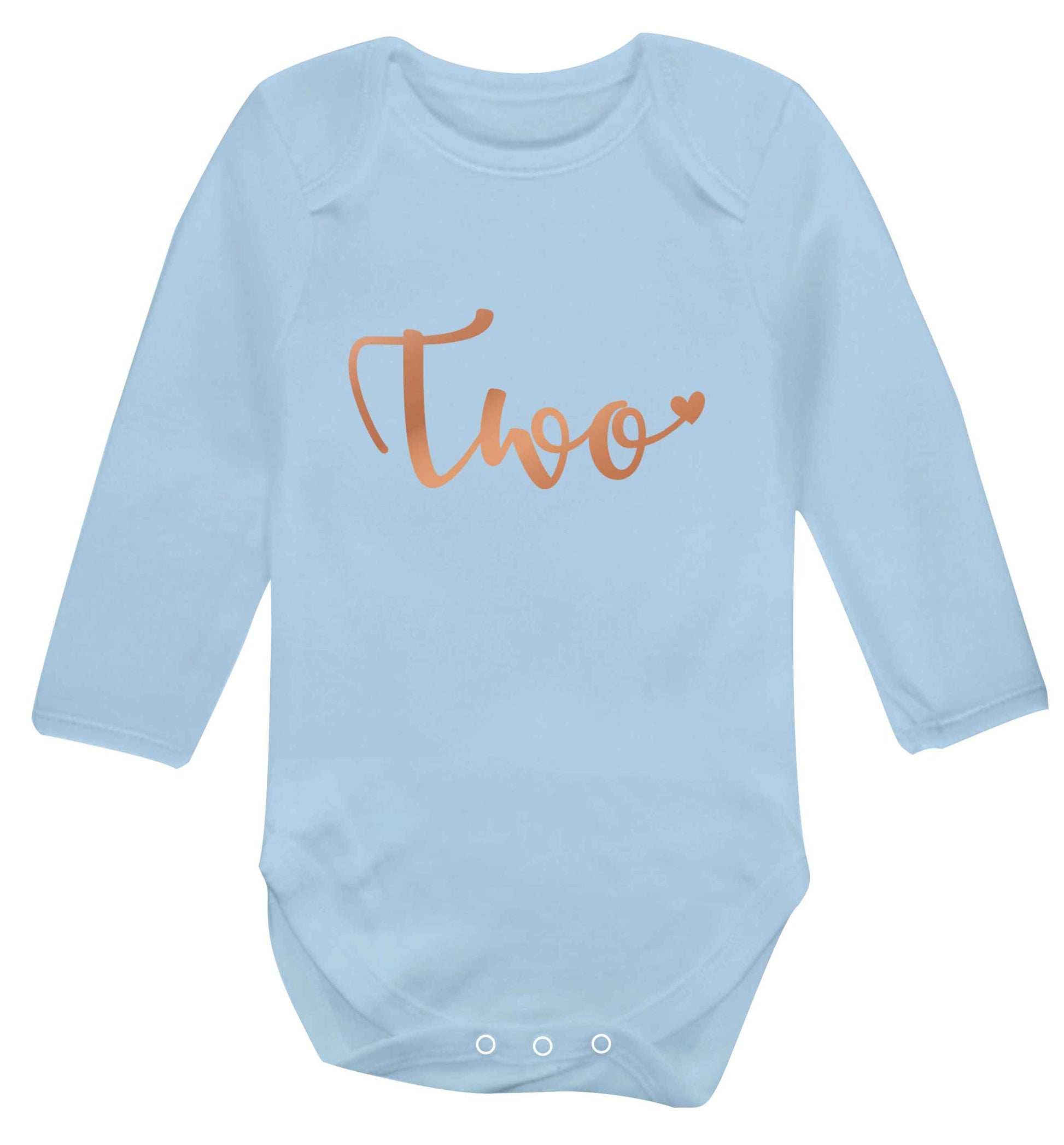 Two rose gold baby vest long sleeved pale blue 6-12 months