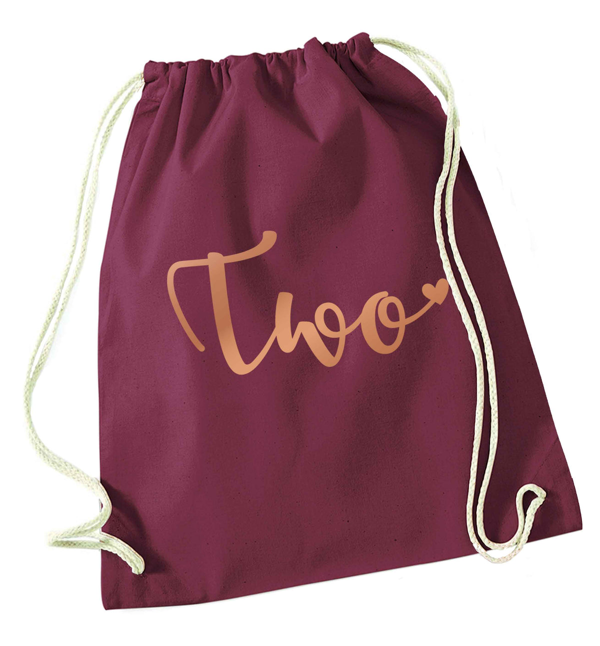 Two rose gold maroon drawstring bag