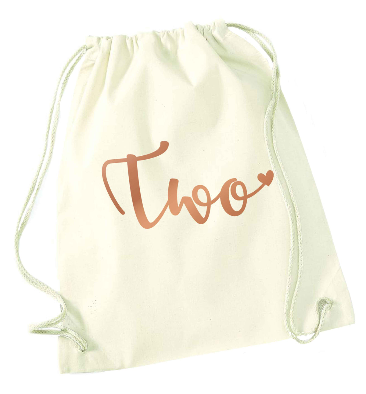 Two rose gold natural drawstring bag