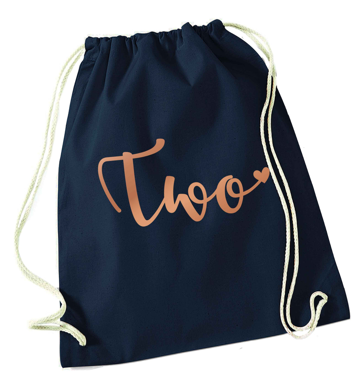 Two rose gold navy drawstring bag