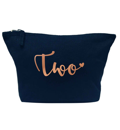 Two rose gold navy makeup bag