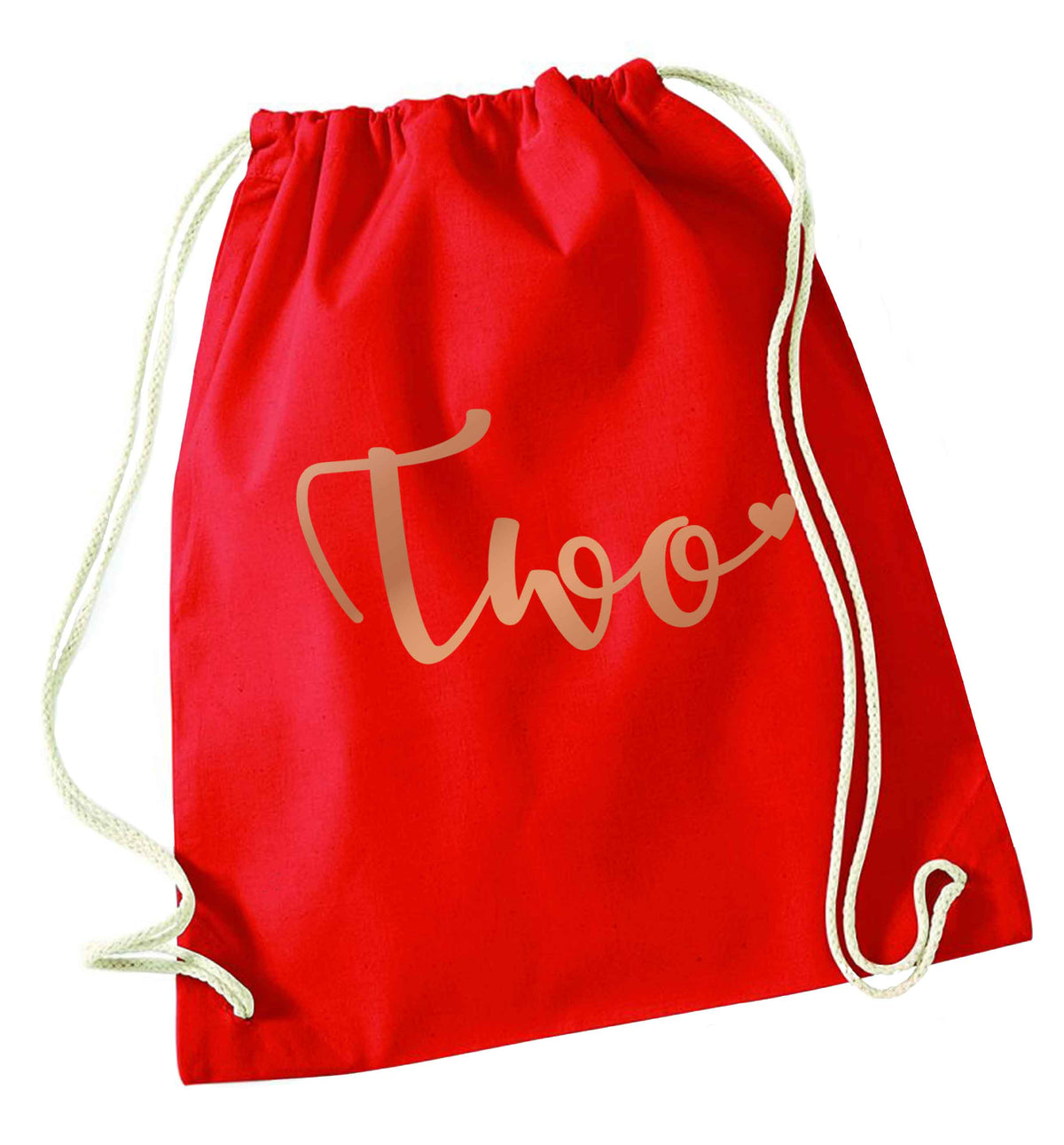 Two rose gold red drawstring bag 
