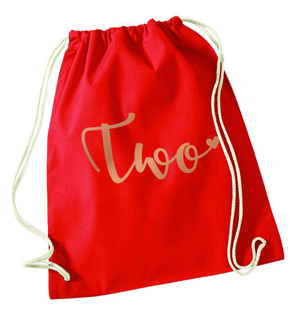 Two rose gold red drawstring bag 