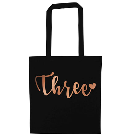 Three rose gold black tote bag
