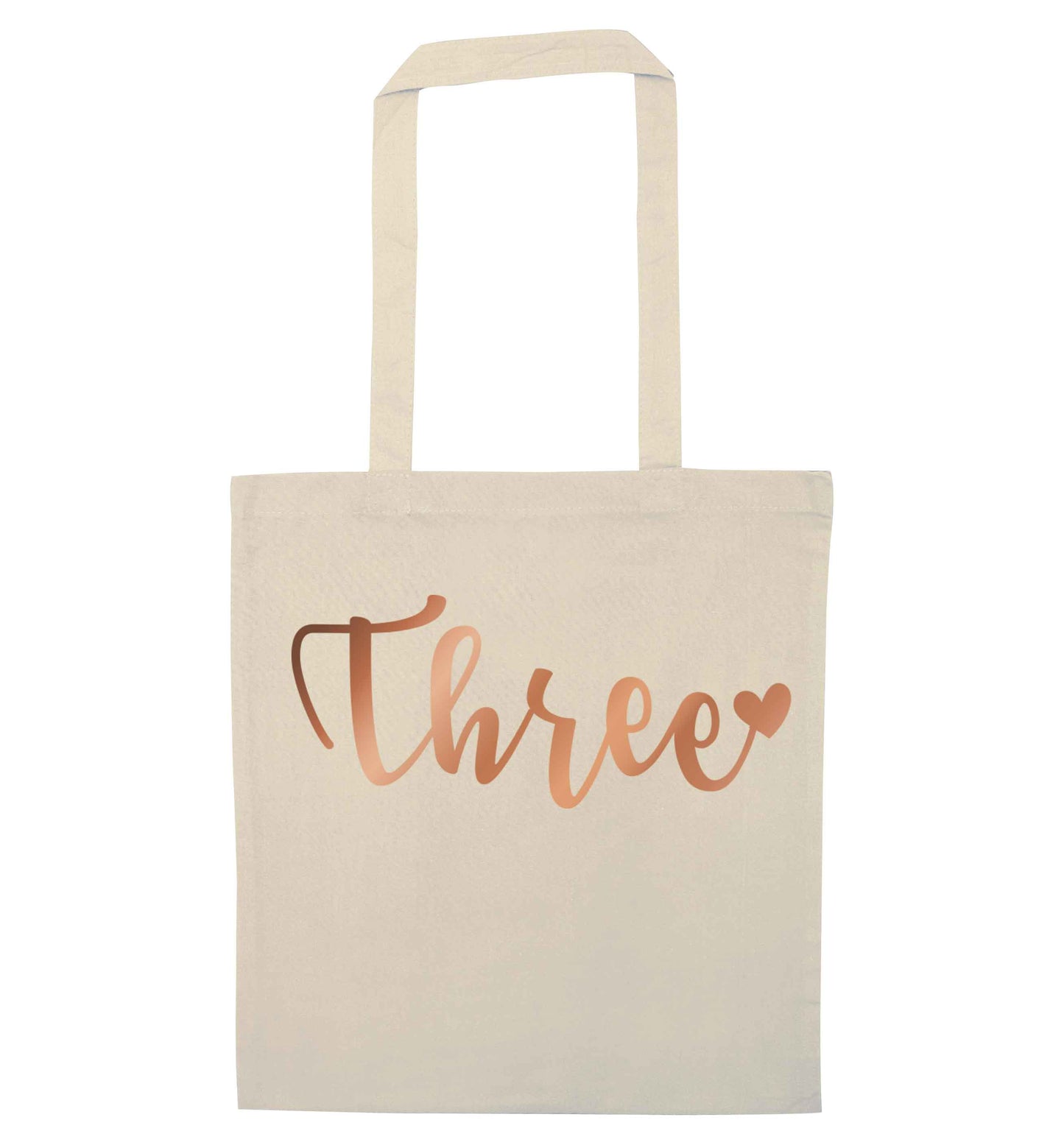 Three rose gold natural tote bag