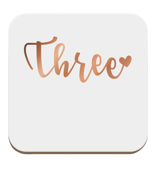Three rose gold set of four coasters