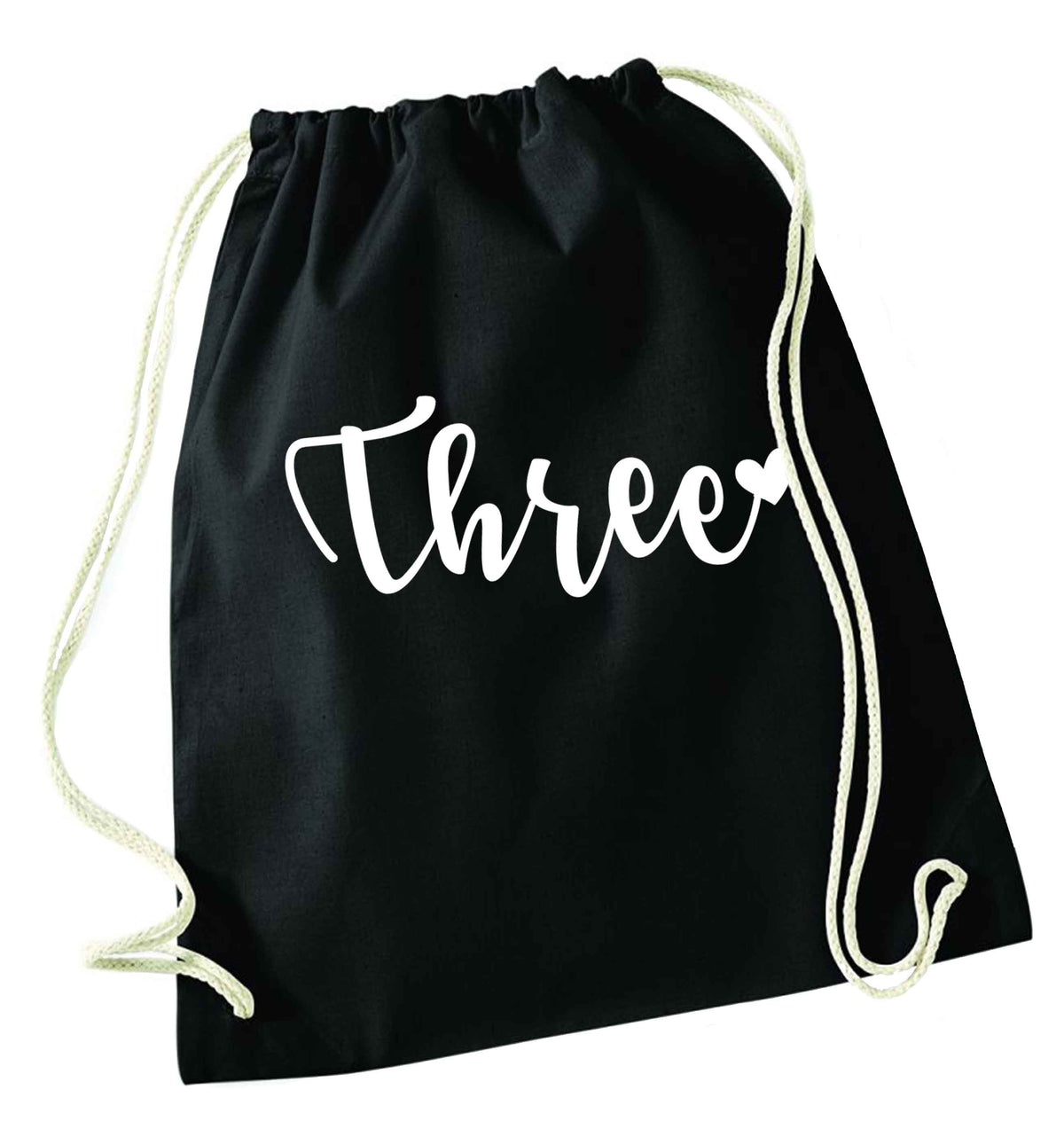 Two and Heart black drawstring bag