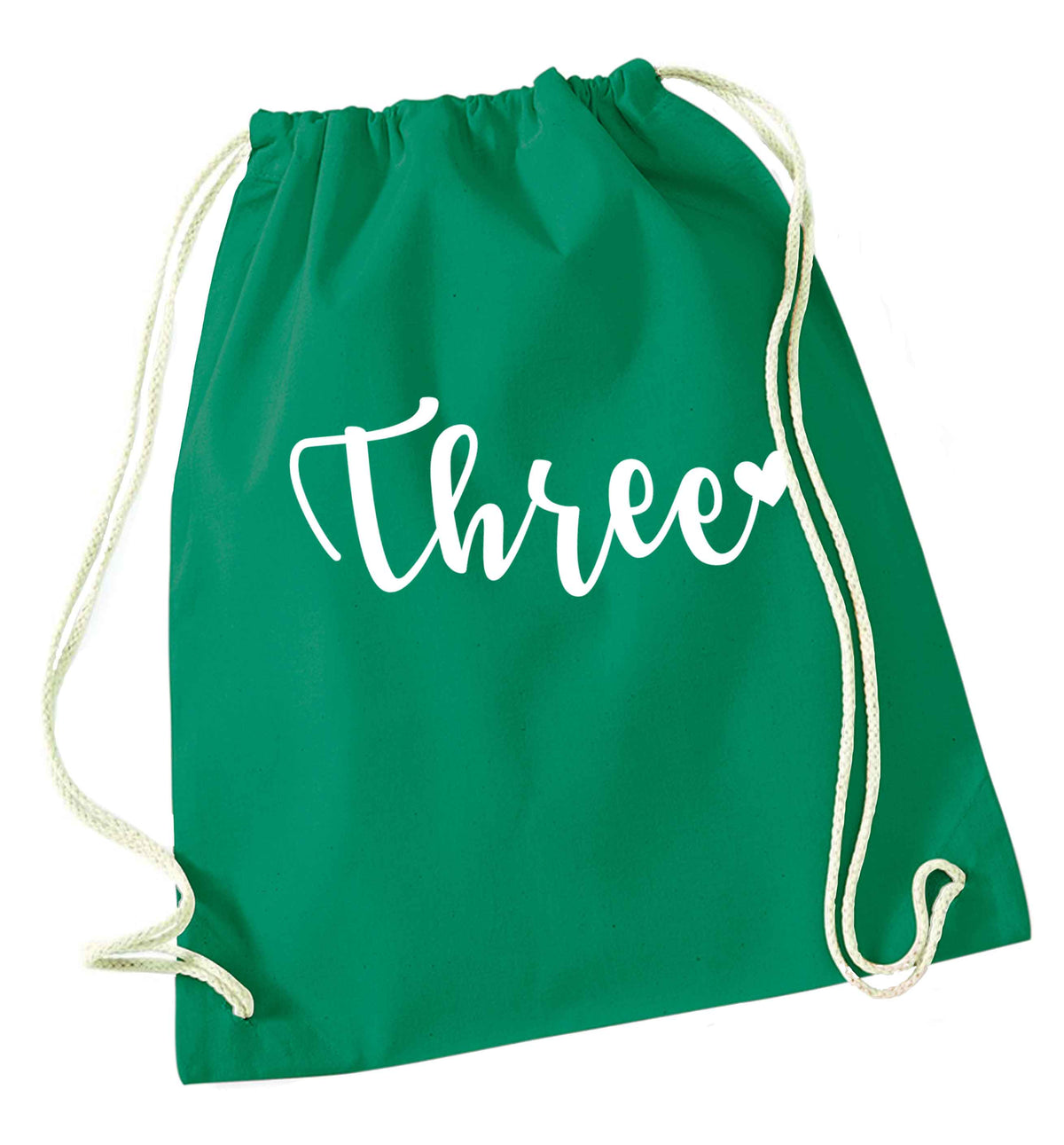 Two and Heart green drawstring bag