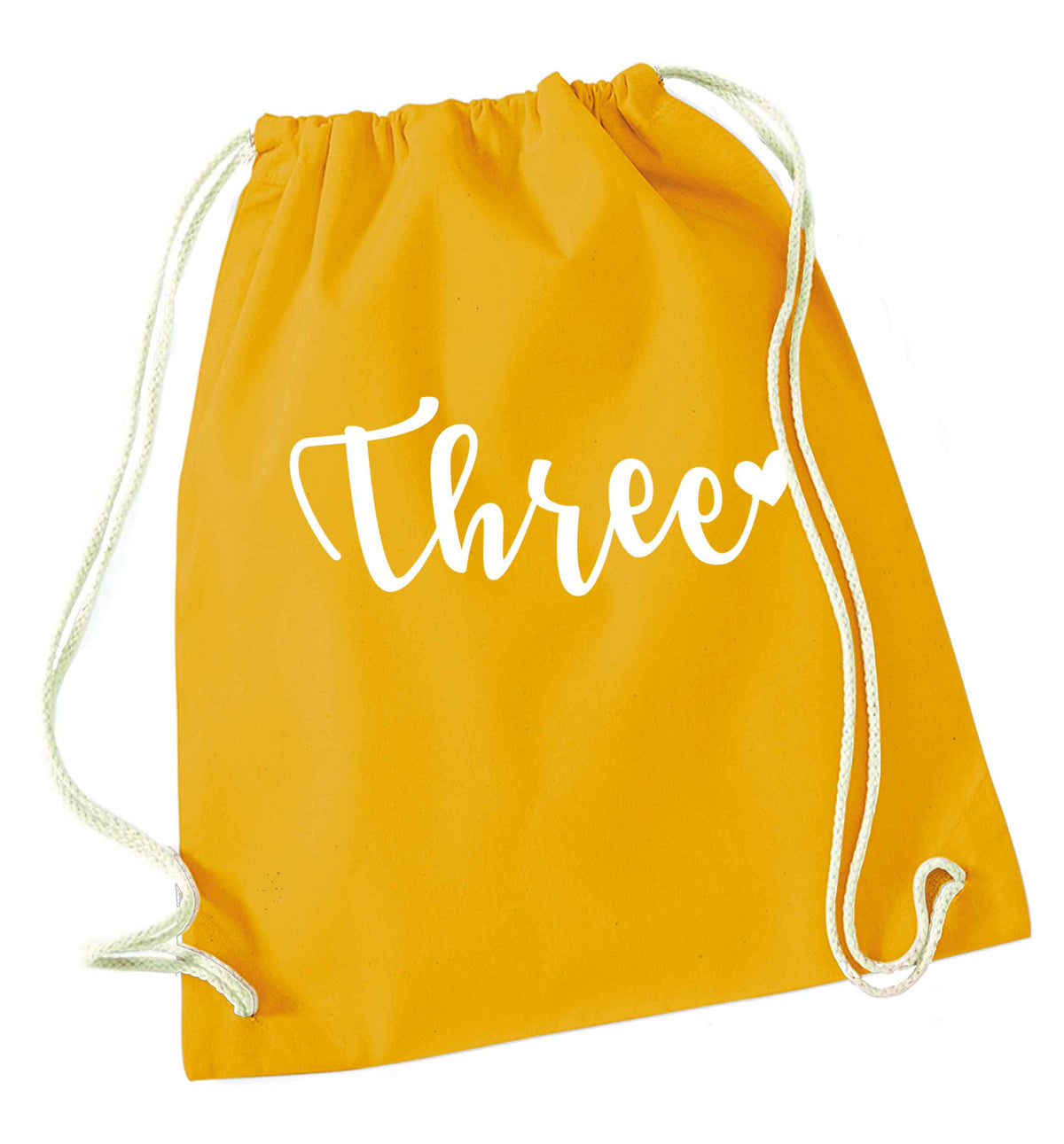 Two and Heart mustard drawstring bag