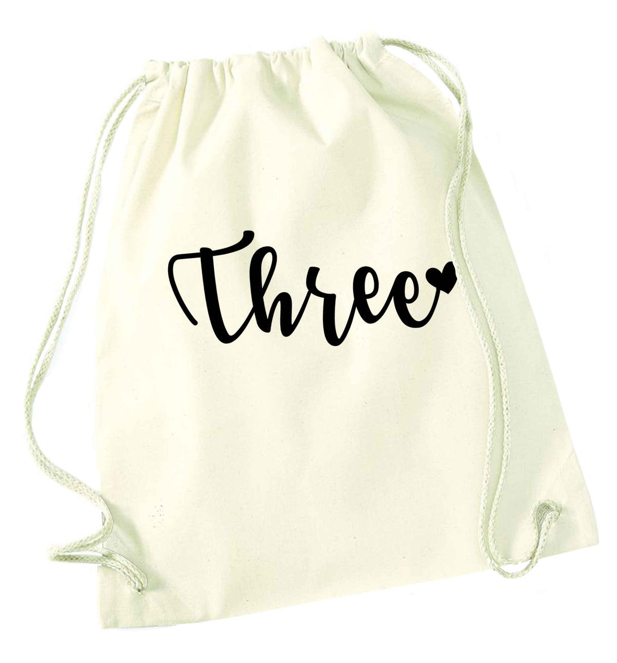 Two and Heart natural drawstring bag