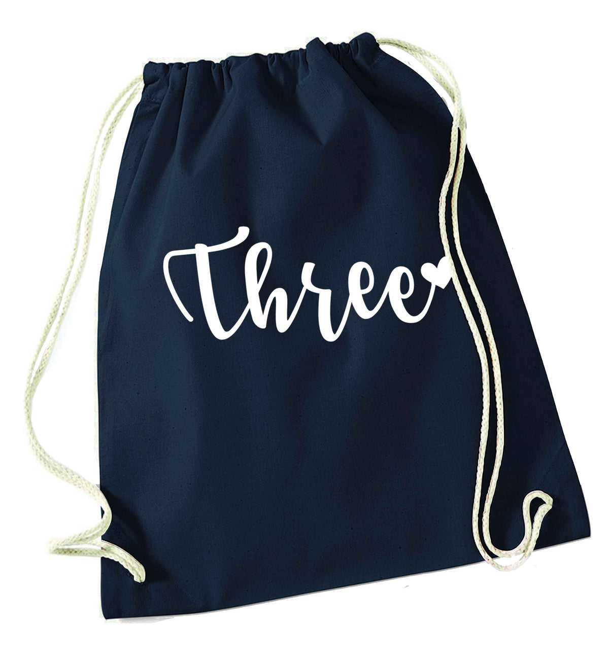 Two and Heart navy drawstring bag