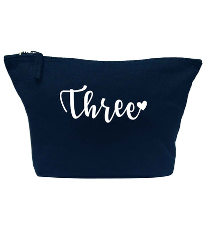 Two and Heart navy makeup bag