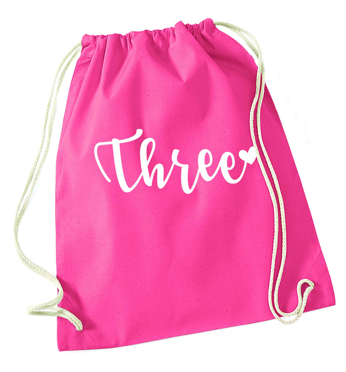 Two and Heart pink drawstring bag