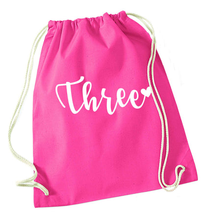 Two and Heart pink drawstring bag