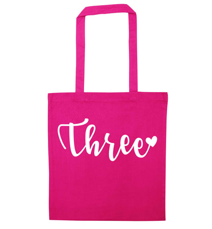 Two and Heart pink tote bag