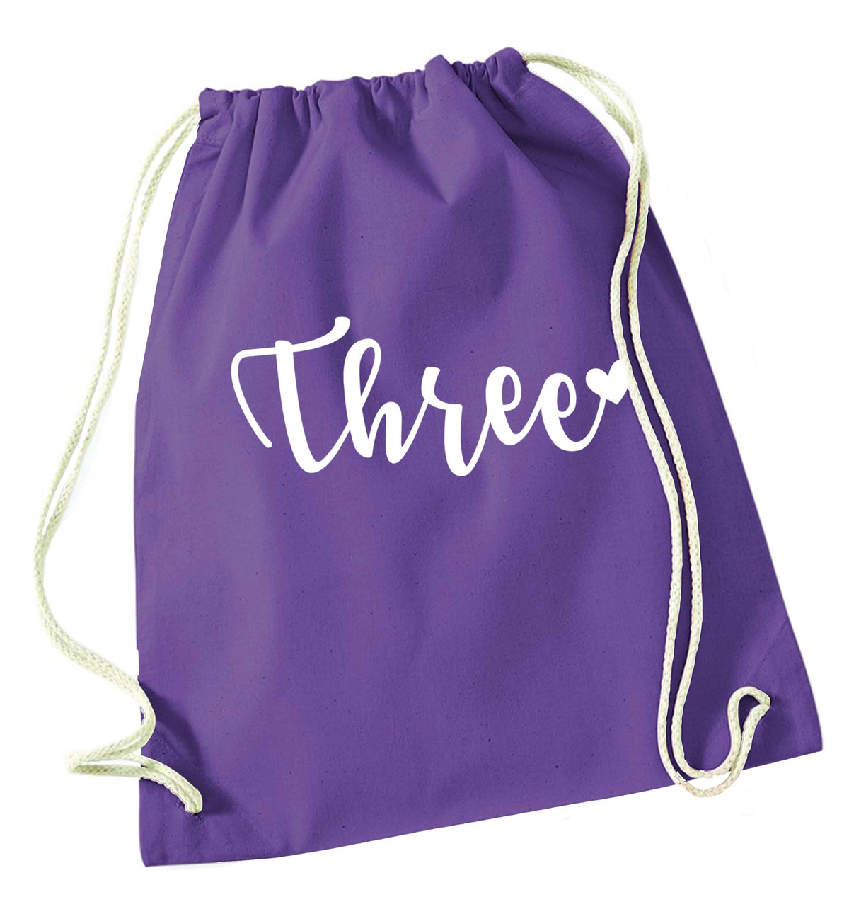 Two and Heart purple drawstring bag