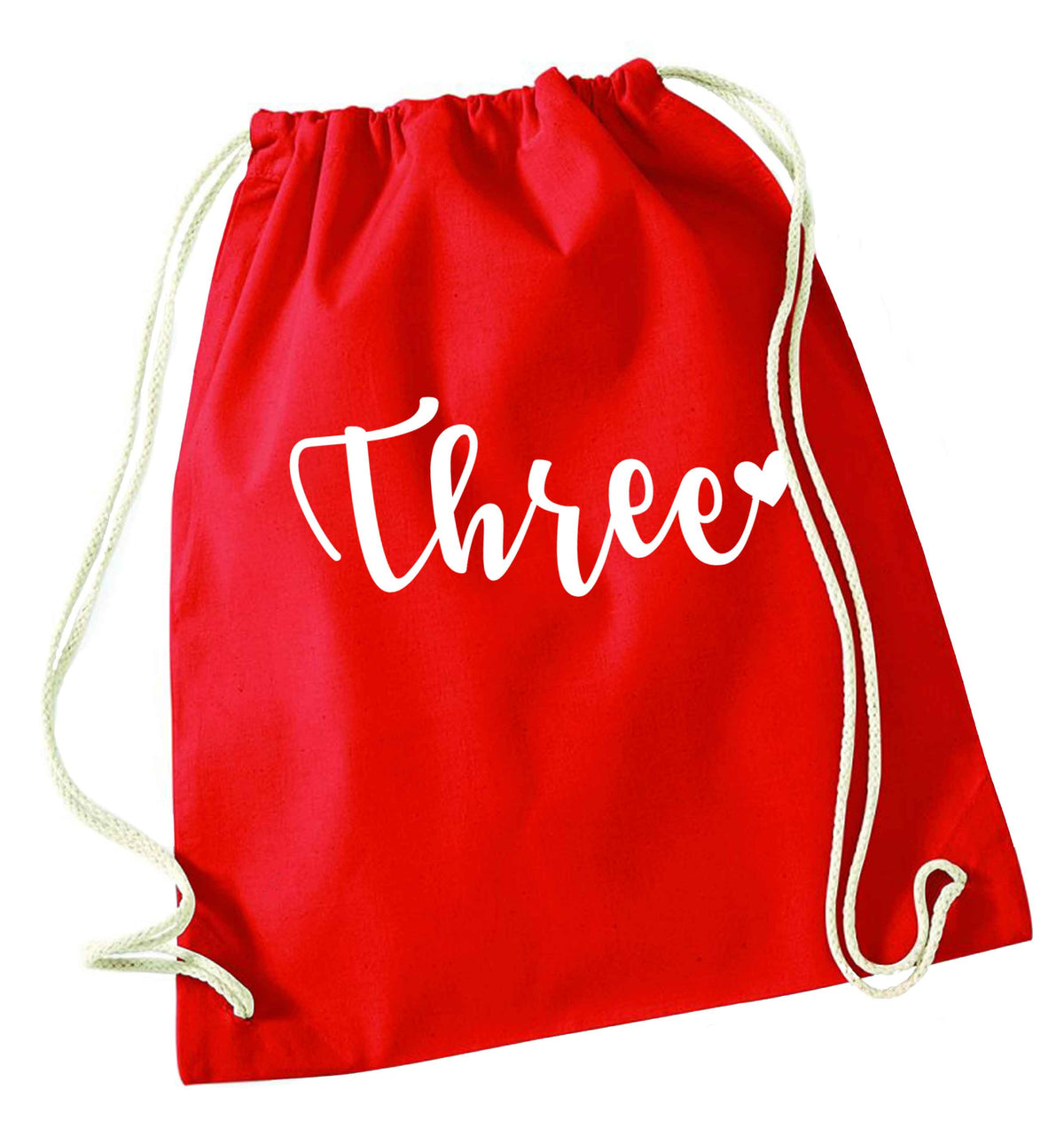 Two and Heart red drawstring bag 