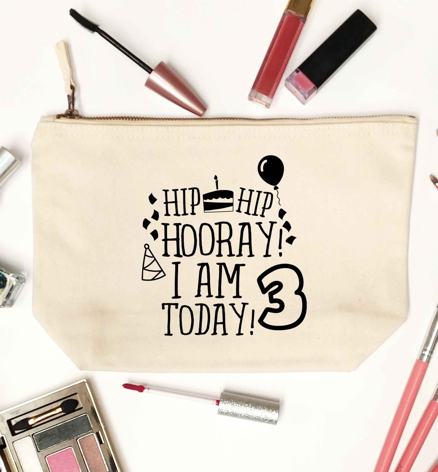 Hip hip hooray I'm 3 today! natural makeup bag