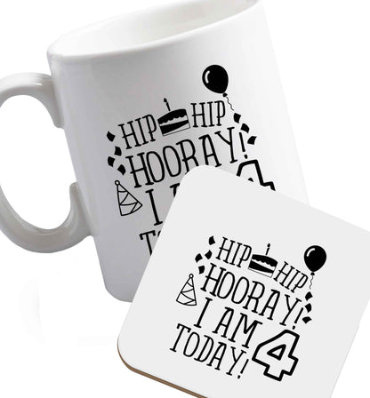 10 oz Favourite Type Pan Pancake ceramic mug and coaster set right handed