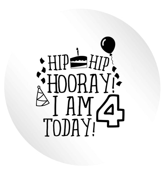 Hip hip hooray I am four today! 24 @ 45mm matt circle stickers