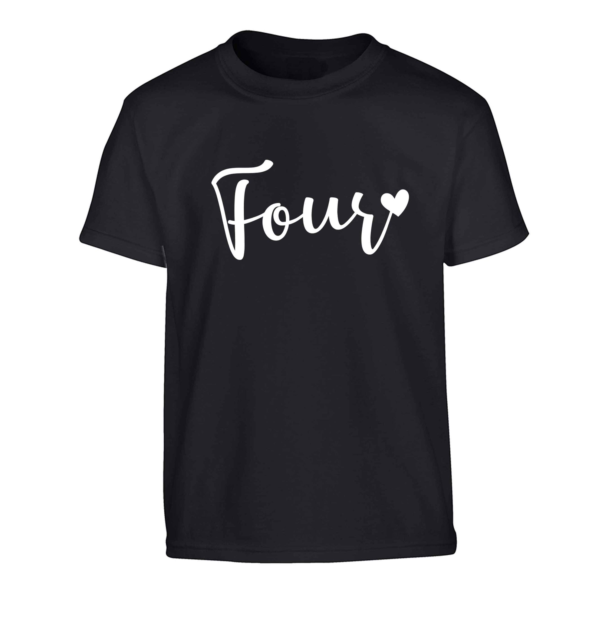 Four and heart Children's black Tshirt 12-13 Years