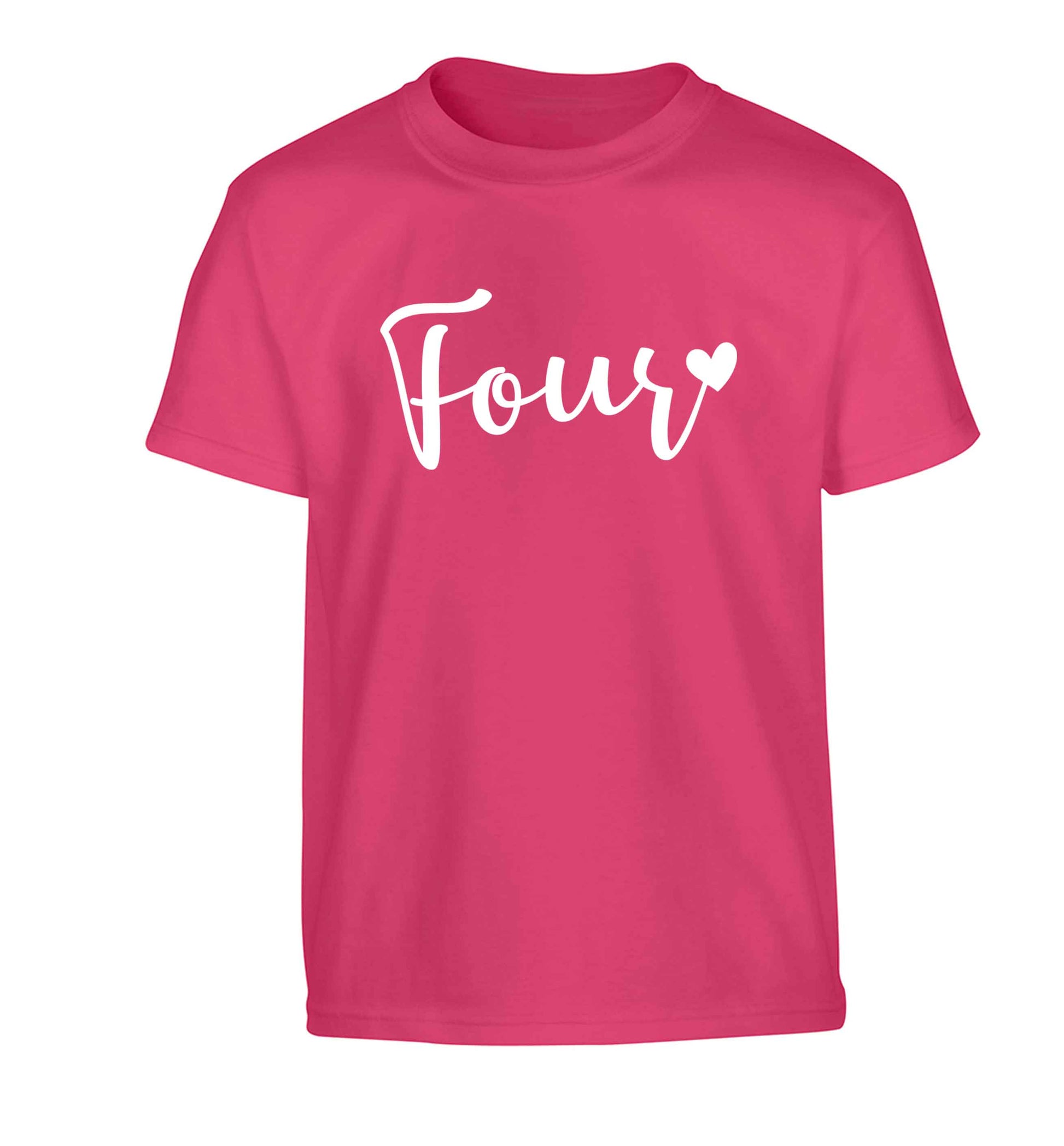 Four and heart Children's pink Tshirt 12-13 Years