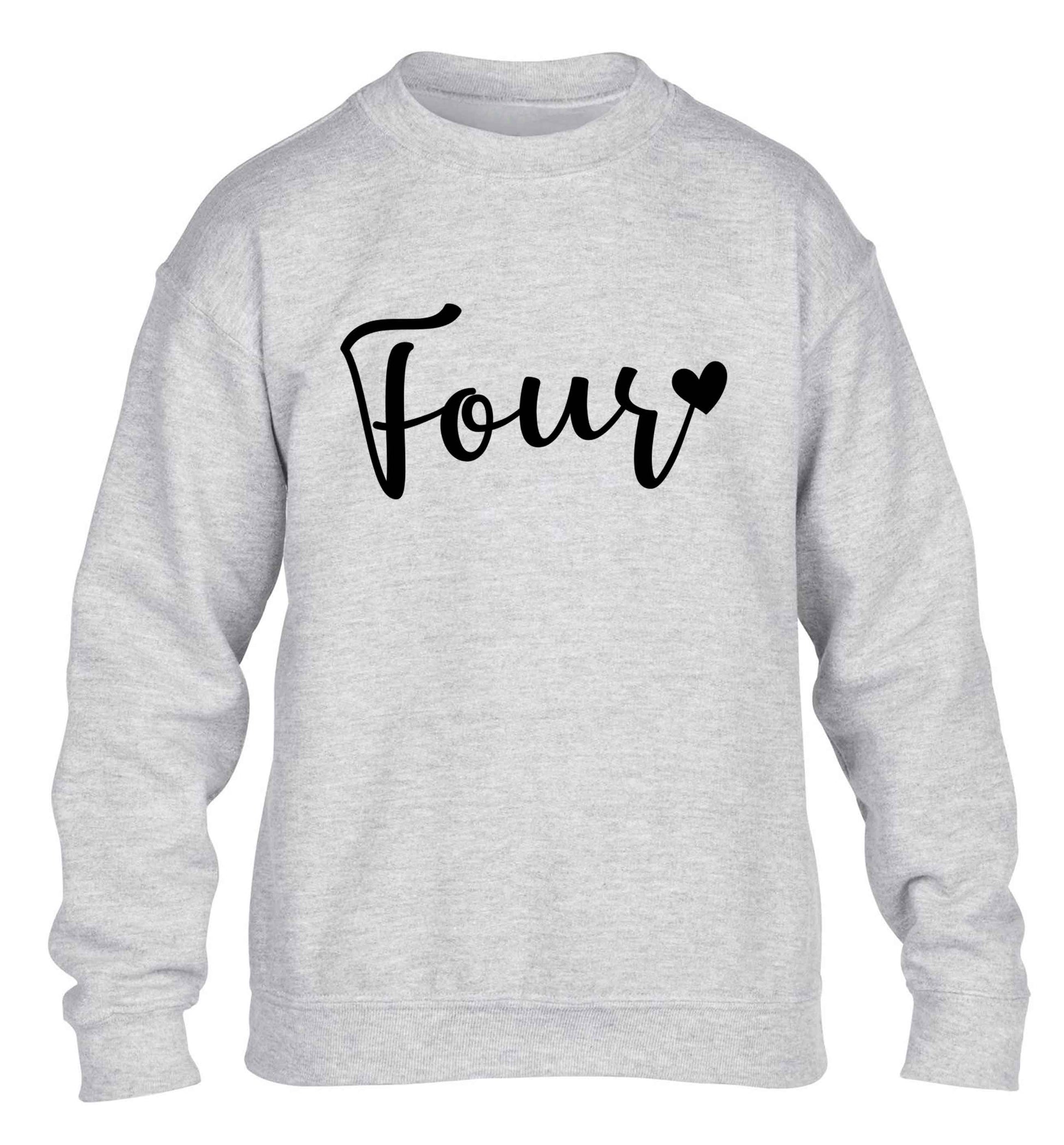 Four and heart children's grey sweater 12-13 Years