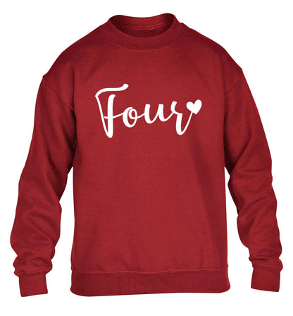 Four and heart children's grey sweater 12-13 Years