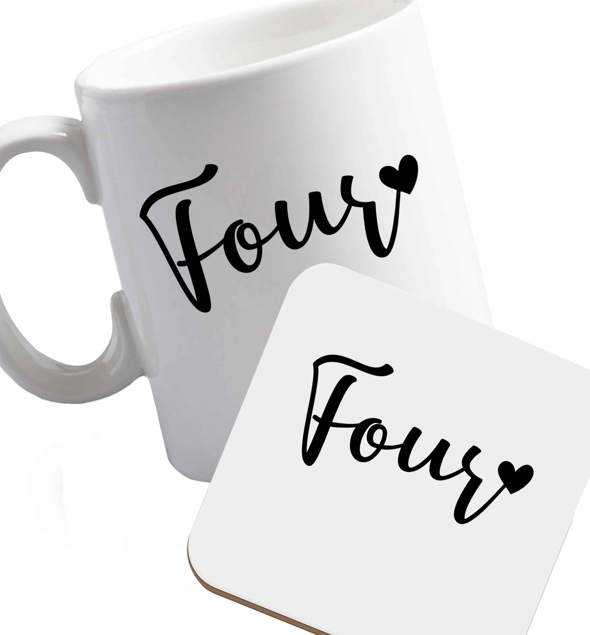 10 oz Favourite Type Pan Pancake ceramic mug and coaster set right handed
