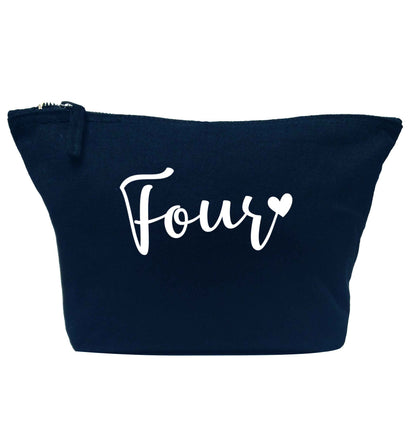 Four and heart navy makeup bag