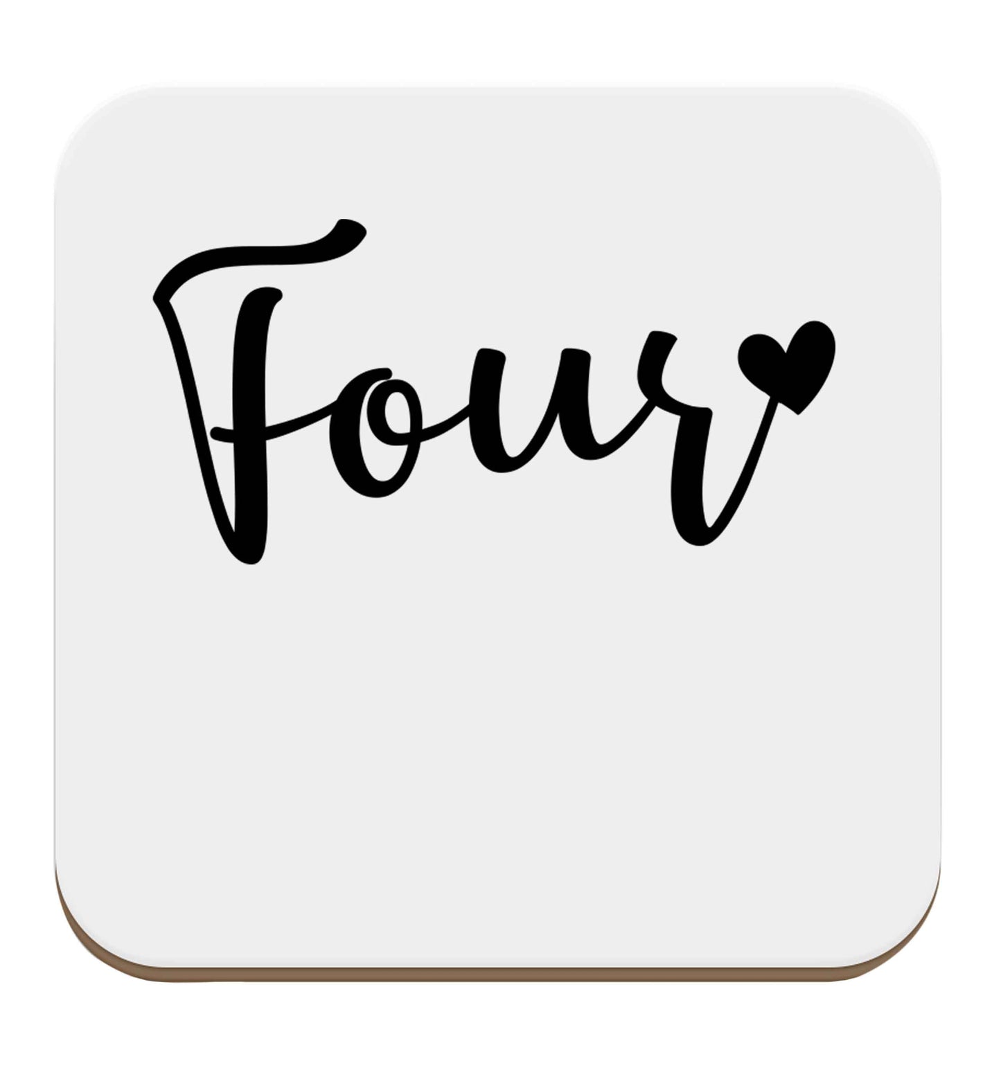 Four and heart set of four coasters