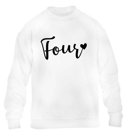 Four and heart children's white sweater 12-13 Years