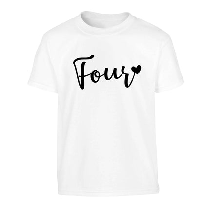 Four and heart Children's white Tshirt 12-13 Years