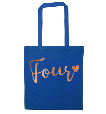 Four rose gold blue tote bag
